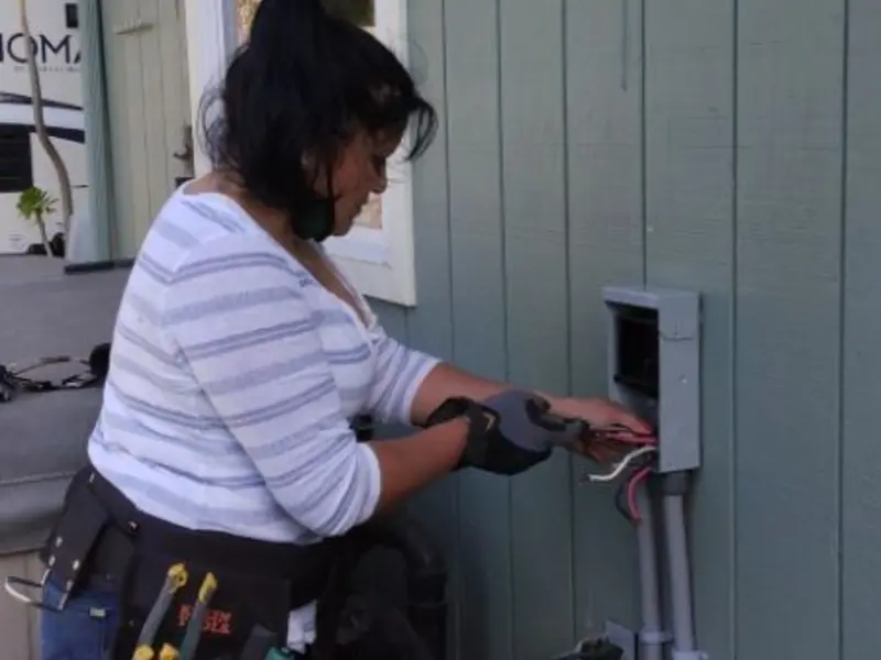 Licensed electrician wiring an exterior subpanel in Antioch